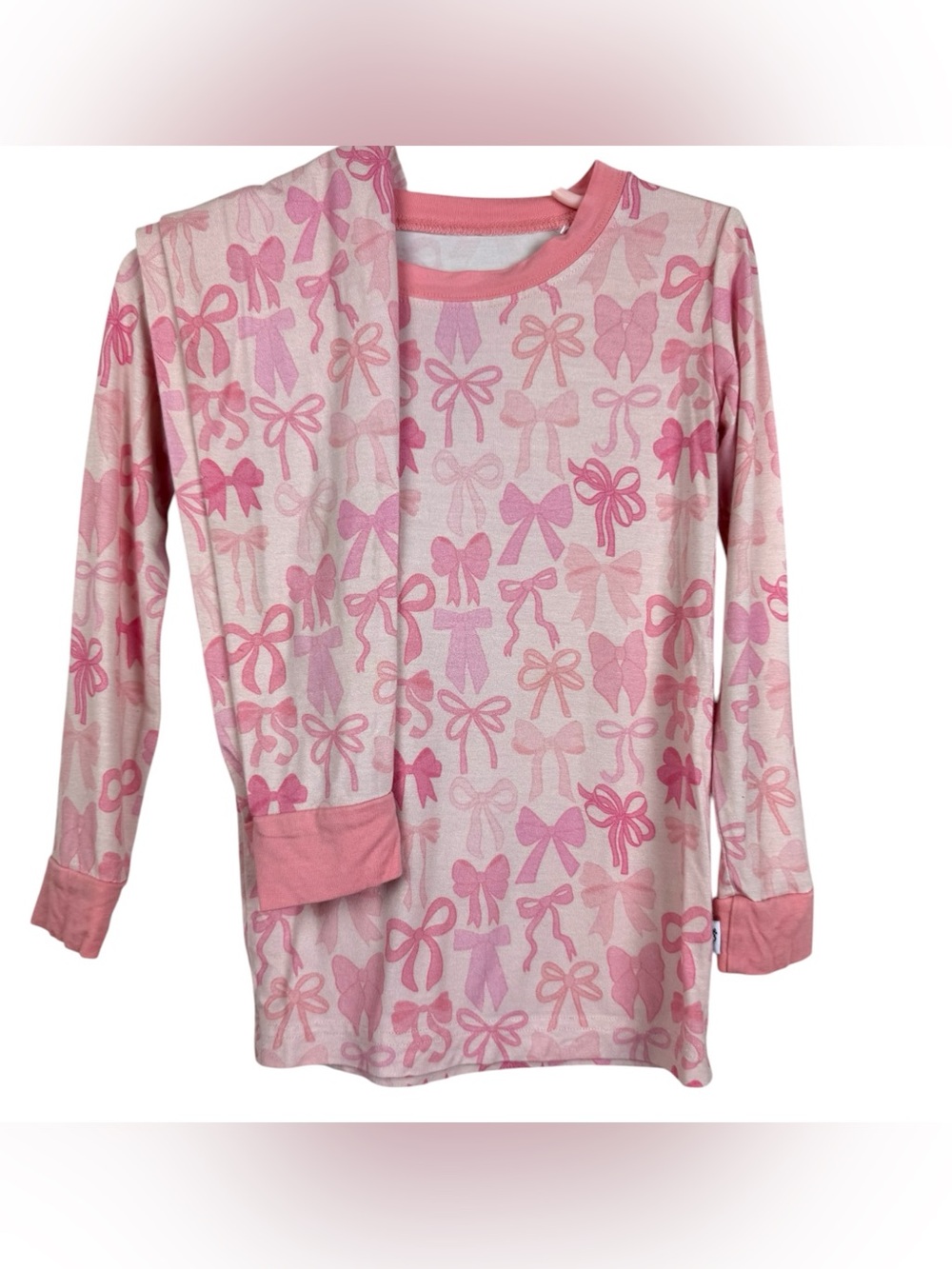 Dream big little co-bamboo pajamas-pink bow print 2T